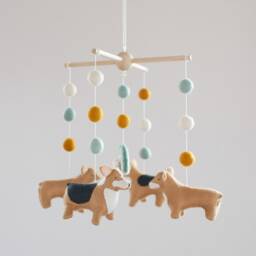 Corgi Baby Mobile Handmade Wool Felt Rainbow Nursery Decor - thumbnail 2