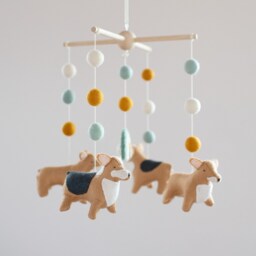 Corgi Baby Mobile Handmade Wool Felt Rainbow Nursery Decor - thumbnail 3