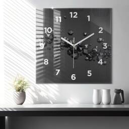 Black Abstraction Tempered Glass Clock, Wall Abstract Printed Custom Round Clock - thumbnail 3