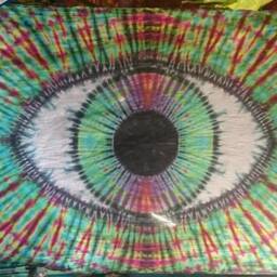 Tie Dye Tapestry Wall Hanging Psychedelic Rainbow Vision Eye 150x220cm Handmade - thumbnail 2