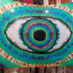 Tie Dye Tapestry Wall Hanging Psychedelic Rainbow Vision Eye 150x220cm Handmade - thumbnail 4