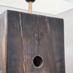 Black Oak Block Hand Detailed Feathers Table Lamp With White Shade - thumbnail 3