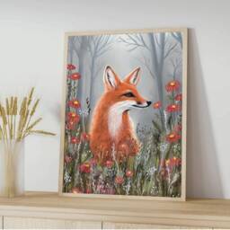 A4 A5 Fox Art Print - Fantasy Art Poster Enchanted Forest Woodlands Whimsical - Nursery Wall Cute Fox - thumbnail 3