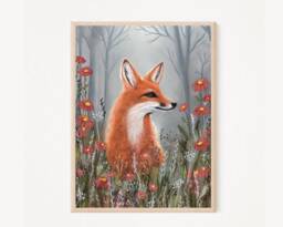 A4 A5 Fox Art Print - Fantasy Art Poster Enchanted Forest Woodlands Whimsical - Nursery Wall Cute Fox