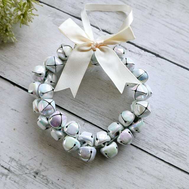 Medium Metal Silver Iridescent Bell Hanging Ring Decoration - The Home & Hearts Shop Rustic Wall Decor Wedding Gift Christmas - image 1
