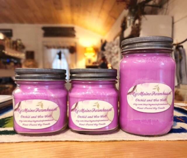 Orchid Sea Salt Soy Candle Maine-Made Calming Aroma - image 1