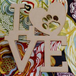 "Unfinished, Wooden, Love With Dog Print, Diy Craft, Unpainted For Wall Decor, Wreaths, Room Gifts 1"" To 42" - thumbnail 2