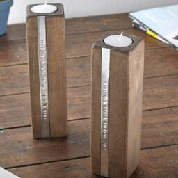 Wooden Candle Tealight Holders - Set Of Two - 5Th Wedding Anniversary Gift Personalised Candle Wooden Present Handmade - thumbnail 4