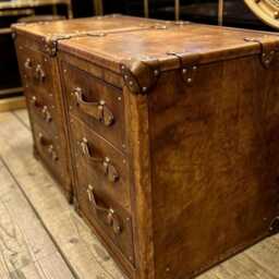 Handmade Oak Bedside Tables With Hand-Dyed Leather Drawer Units - Luxury Bedroom Furniture - thumbnail 2