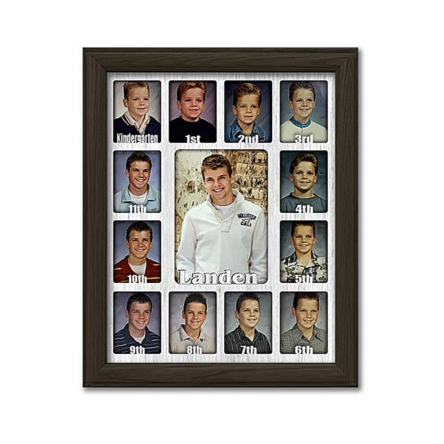 School Years Picture Frame - Personalized With Any Name 10 Color Choices - Shown in Espresso Frame- Graduation 11x14 - image 1