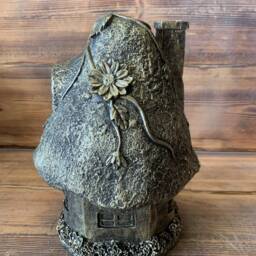 Stone Garden Large Gold Flower Floral Mushroom Leaf House Gift Statue Ornament - thumbnail 3