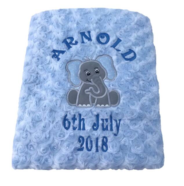 Personalized Baby Blanket Embroidered Elephant Fleece Keepsake - image 1