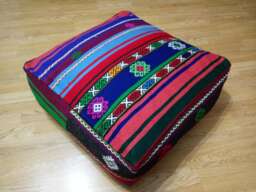 Kilim Pouf Square 24x24x8 Inches Striped Pouf Poufs Floor Pillow Cover Oversize Anatolian Home Decor
