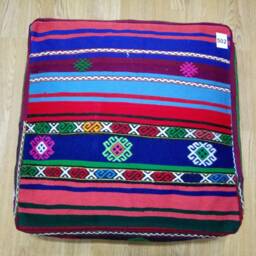 Kilim Pouf Square 24x24x8 Inches Striped Pouf Poufs Floor Pillow Cover Oversize Anatolian Home Decor - thumbnail 3