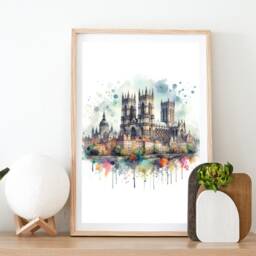 York UK Art Print Set - Of 3 Watercolour Posters - Yorkshire Travel Prints Poster Wall Cathedral Artwork Decor - thumbnail 2