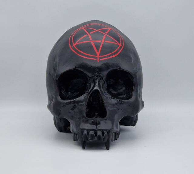 Vampire Pentagram. Plaster Of Paris Life Size Human Skull Replica - image 1