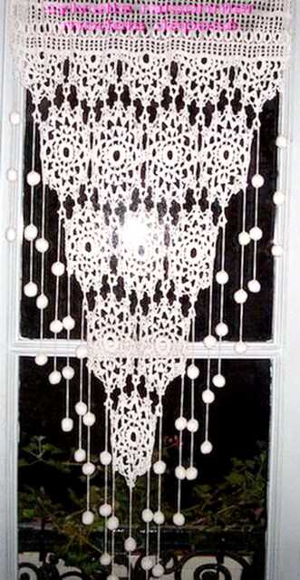 Crochet Curtain, Handmade, French Craftsmanship, Created By Sylvette Raisonnier Pomponettes - image 1
