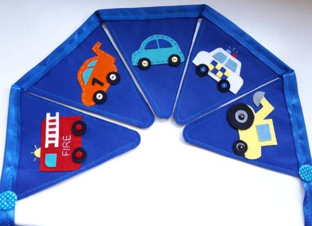 Transport Bedroom Decor Vehicle Bunting Car Theme Boys Boy Room Art Display Wall Flags - image 1
