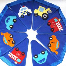 Transport Bedroom Decor Vehicle Bunting Car Theme Boys Boy Room Art Display Wall Flags - thumbnail 2
