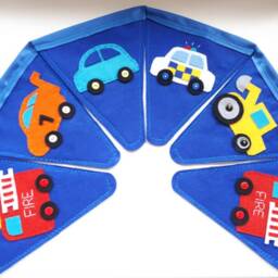 Transport Bedroom Decor Vehicle Bunting Car Theme Boys Boy Room Art Display Wall Flags - thumbnail 3