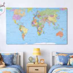 World Map Canvas Wall Art Large Picture Print Home Office Decoration - thumbnail 2