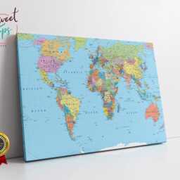 World Map Canvas Wall Art Large Picture Print Home Office Decoration - thumbnail 3