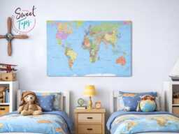 World Map Canvas Wall Art Large Picture Print Home Office Decoration