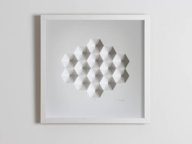 Geometric Origami 3D Wall Sculpture - Modernist White Abstract Art - image 1