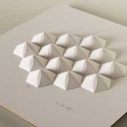 Geometric Origami 3D Wall Sculpture - Modernist White Abstract Art - thumbnail 4