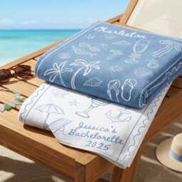 Bachelorette Beach Towel, Custom Bridal Party Personalized Bridesmaid Gift, Matching Towels - thumbnail 2