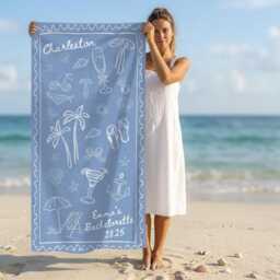 Bachelorette Beach Towel, Custom Bridal Party Personalized Bridesmaid Gift, Matching Towels - thumbnail 3