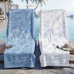 Bachelorette Beach Towel, Custom Bridal Party Personalized Bridesmaid Gift, Matching Towels - thumbnail 4