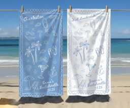 Bachelorette Beach Towel, Custom Bridal Party Personalized Bridesmaid Gift, Matching Towels