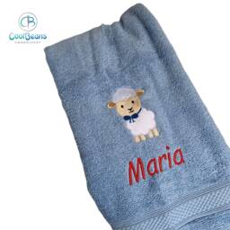 Lamb Towel - Personalised Face Cloth/Hand Bath = Embroidered - thumbnail 1