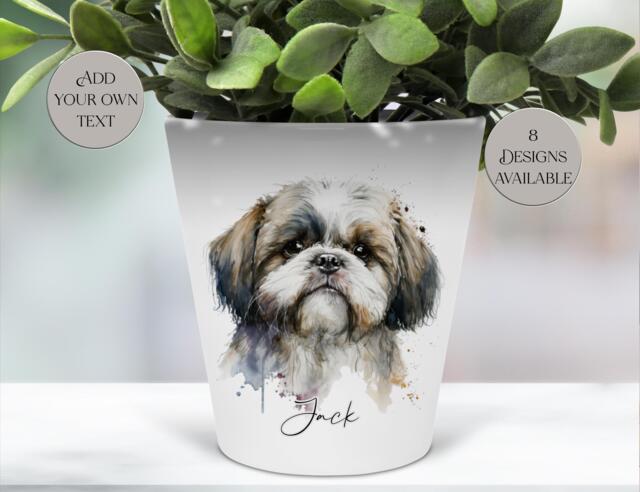 Personalized Shih Tzu Plant Pot Dog Memorial Gift, Makeup Brush Holder - image 1