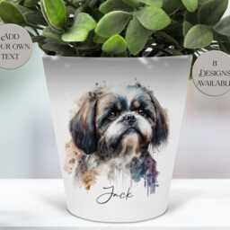 Personalized Shih Tzu Plant Pot Dog Memorial Gift, Makeup Brush Holder - thumbnail 3