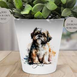 Personalized Shih Tzu Plant Pot Dog Memorial Gift, Makeup Brush Holder - thumbnail 2