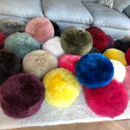 Pouffe, Sheepskin Pouffe, Footstool, Furry Footstool Genuine Sheepskin, Perfect Pouffe, Amazing Gift - thumbnail 3