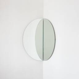 Set Of 2 Luna??? Half-Moon Semi-Circular Frameless Contemporary Round Mirrors - thumbnail 1