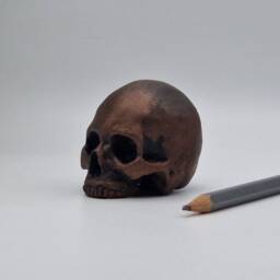 Bronze Effect Solid Tiny Human Half Skull Ornament. Small Replica Plaster Of Paris Skull - thumbnail 4