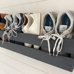 Wall Mounted Hallway Rustic Shoe Rack - Urban Slate - thumbnail 2