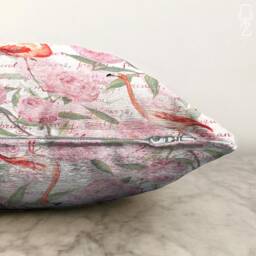 Pillow Cover With Red Flamingo & Pink Flowers - Double Sided Printing On Soft Chenille Fabric Multi Size Options Oeko-Tex?? - thumbnail 3