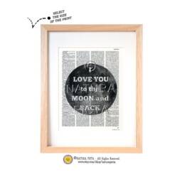 I Love You To The Moon & Back Quote Print, Moon Art Print, Moon Book Art, Moon Dictionary Print, Love Anniversary Print, Natura Picta - thumbnail 1