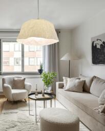 Paper Lampshade, Washable Paper Lampsahde, White Lamp, Bell Shape, Pendant Light, Lighting, Wabi-Sabi, Modern Nostalgia - thumbnail 1