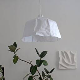 Paper Lampshade, Washable Paper Lampsahde, White Lamp, Bell Shape, Pendant Light, Lighting, Wabi-Sabi, Modern Nostalgia - thumbnail 3