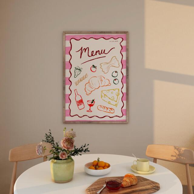 Vintage Snack Menu Print, Retro Kitchen Wall Art, Hand Drawn Food Poster - image 1