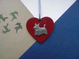 Scottish Terrier Wooden Heart Decoration - Scottie Christmas Ornament Lover Gift Memorial Mum