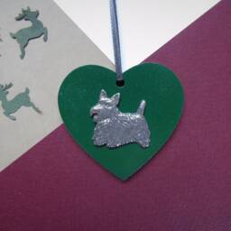 Scottish Terrier Wooden Heart Decoration - Scottie Christmas Ornament Lover Gift Memorial Mum - thumbnail 3