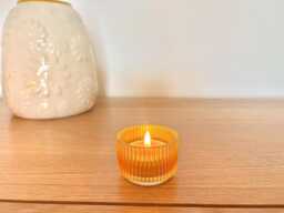Hand Painted Orange Glass Candle Holder