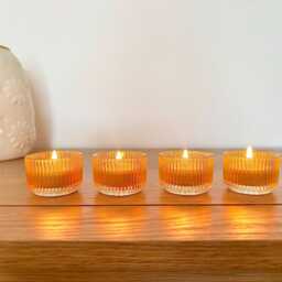 Hand Painted Orange Glass Candle Holder - thumbnail 4